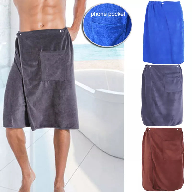 New Fashion Man Wearable Magic Microfiber Bath Towel With Pocket Soft Swimming Beach Bath Towel Bathroom Accessories