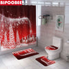 Christmas Bathroom Set Waterproof Shower Curtain Toilet Cover Mat Non Slip Rug Home Décor