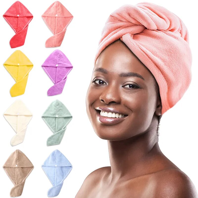 Microfiber Hair Towel,Premium Anti Frizz Hair Drying Wrap for Women & Men  Dry Hair Hat,Super Absorbent,Wrapped Bath Cap
