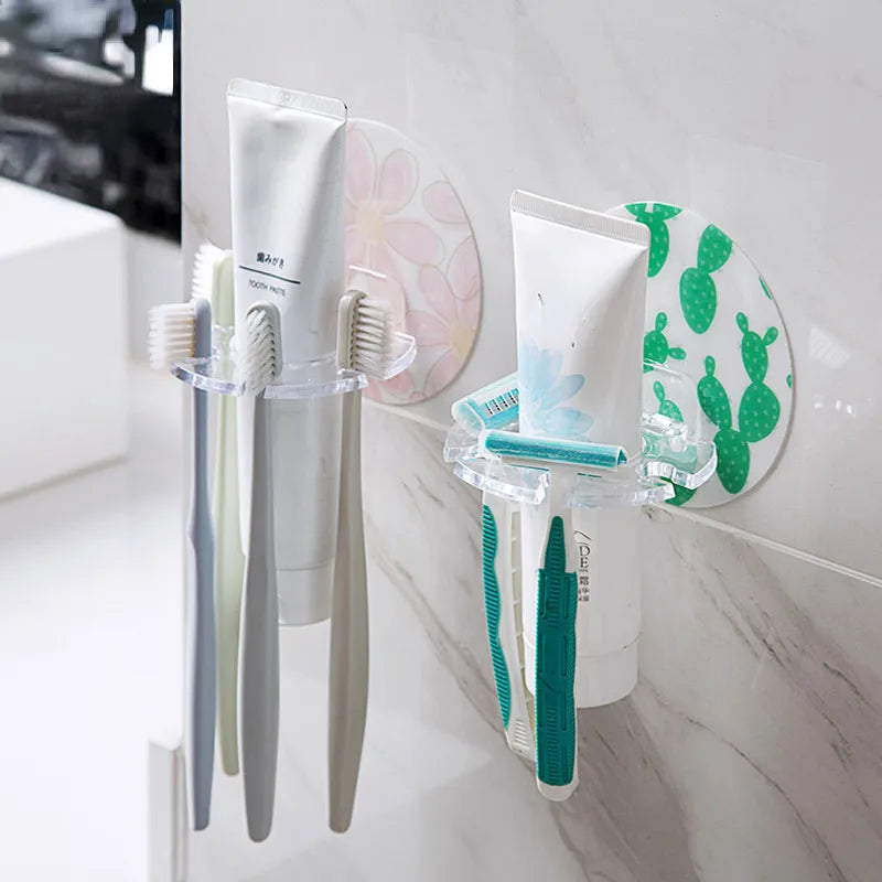 Plastic Toothbrush Holder Toothpaste Storage Rack Shaver Tooth Brush Dispenser Bathroom Organizer Accessories Tools