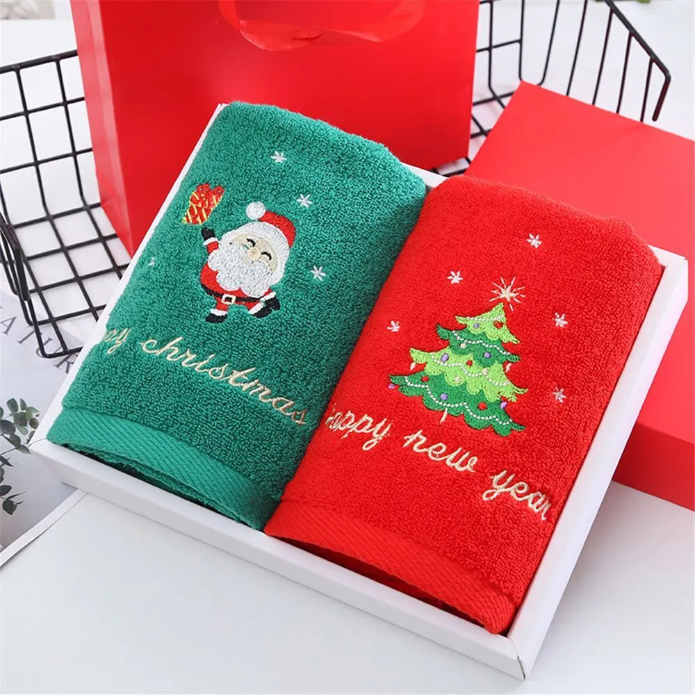 Bathroom Towel Coral Fleece Absorbent Microfiber Christmas Tree Santa Embroidery Face Towels Bath Towel Towel Xmas Gifts