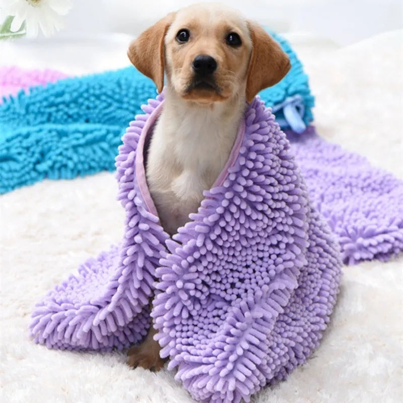 Pet Drying Towel Ultra-absorbent Dog Bath Towel Blanket Fiber Chenille Puppy Dog Clean Towel Pet Product Dog Blanket